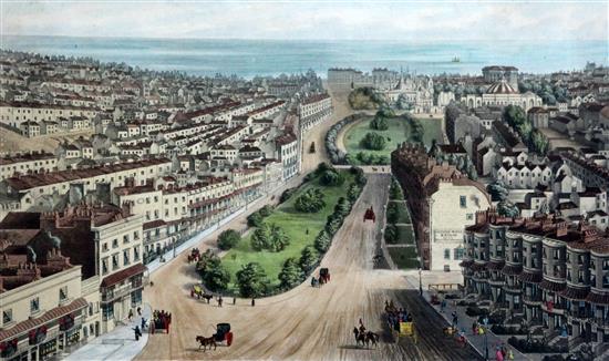 I.N.O. Bruce Birds Eye View of Brighton from the New Church at the entrance of the town 11 x 16.25in.